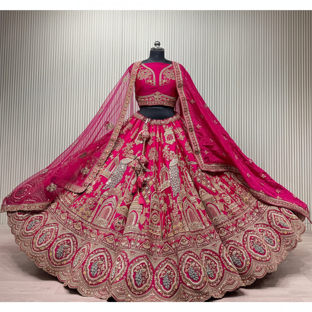 Latest Semi Stitched Bridal Lehenga Choli With Dupatta.