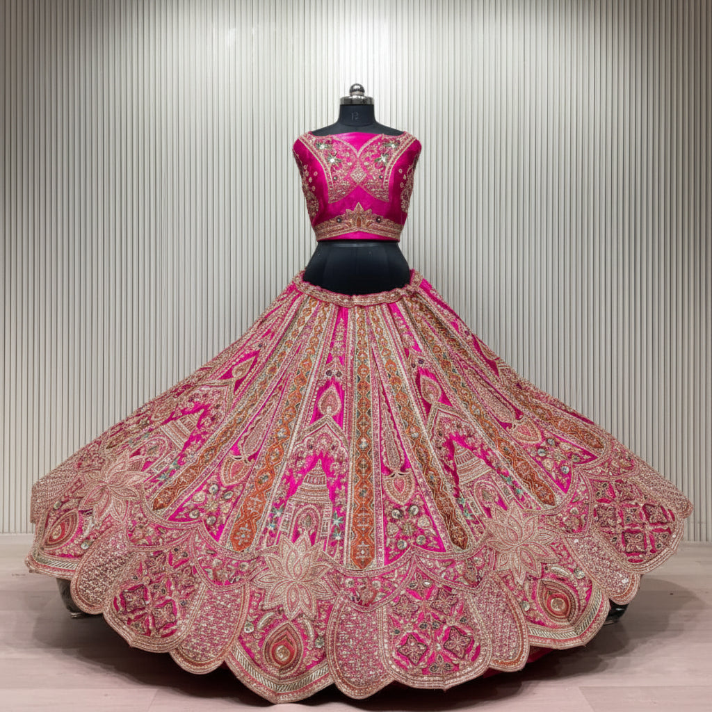 Latest Semi Stitched Bridal Lehenga Choli With Dupatta.