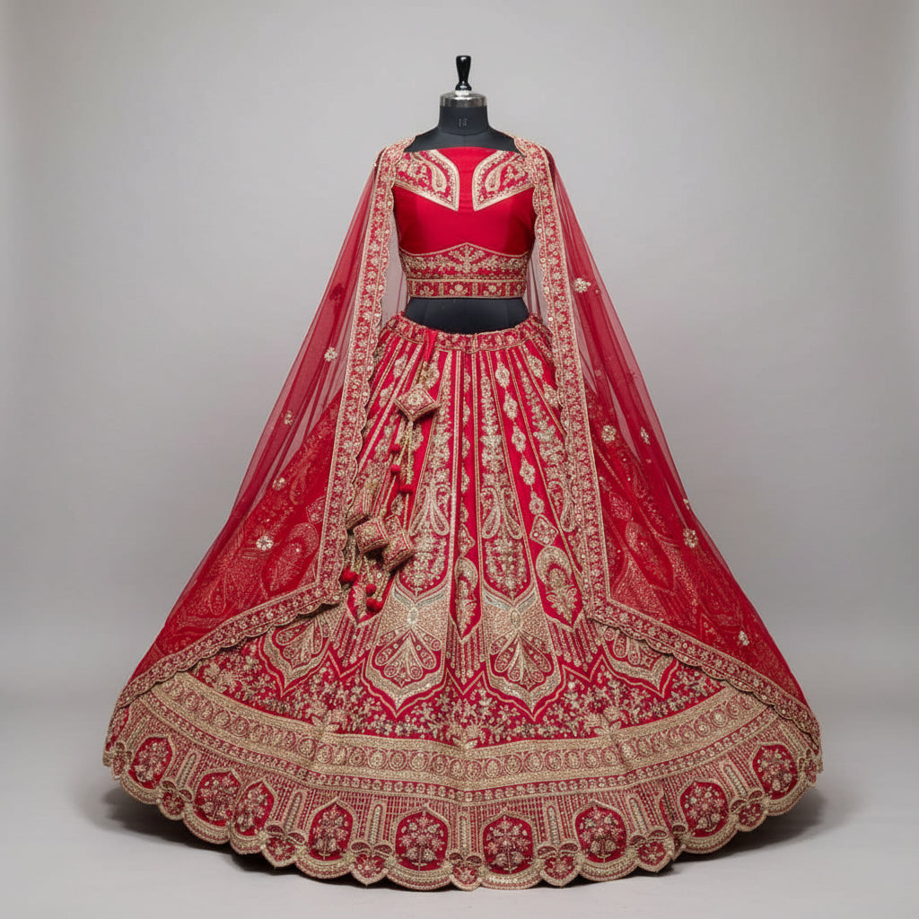 Latest Semi Stitched Bridal Lehenga Choli With Dupatta.