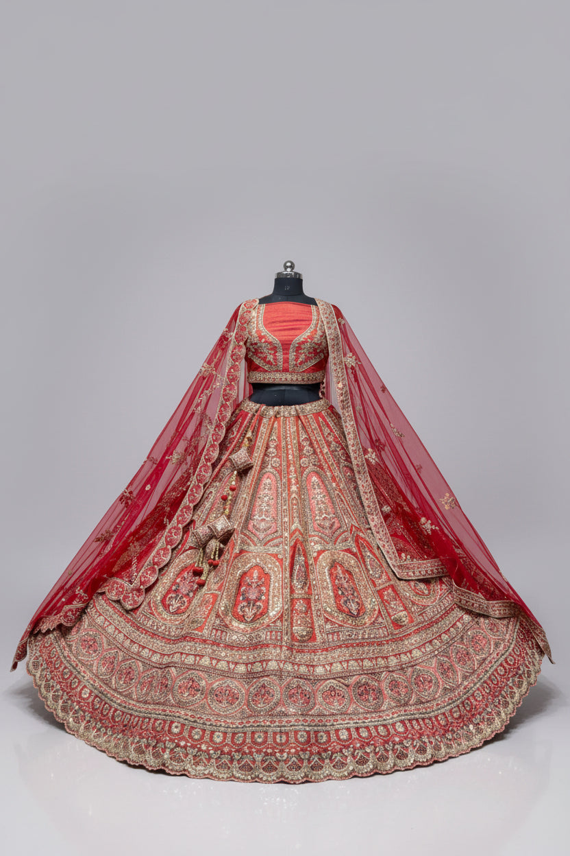 Latest Semi Stitched Bridal Lehenga Choli With Dupatta.