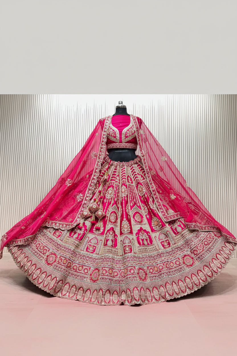Latest Semi Stitched Bridal Lehenga Choli With Dupatta.