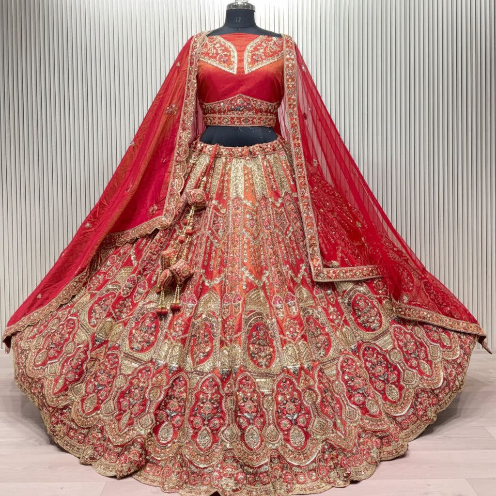 Latest Semi Stitched Bridal Lehenga Choli With Dupatta.