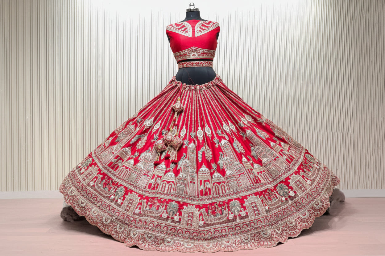 Latest Semi Stitched Bridal Lehenga Choli With Dupatta.