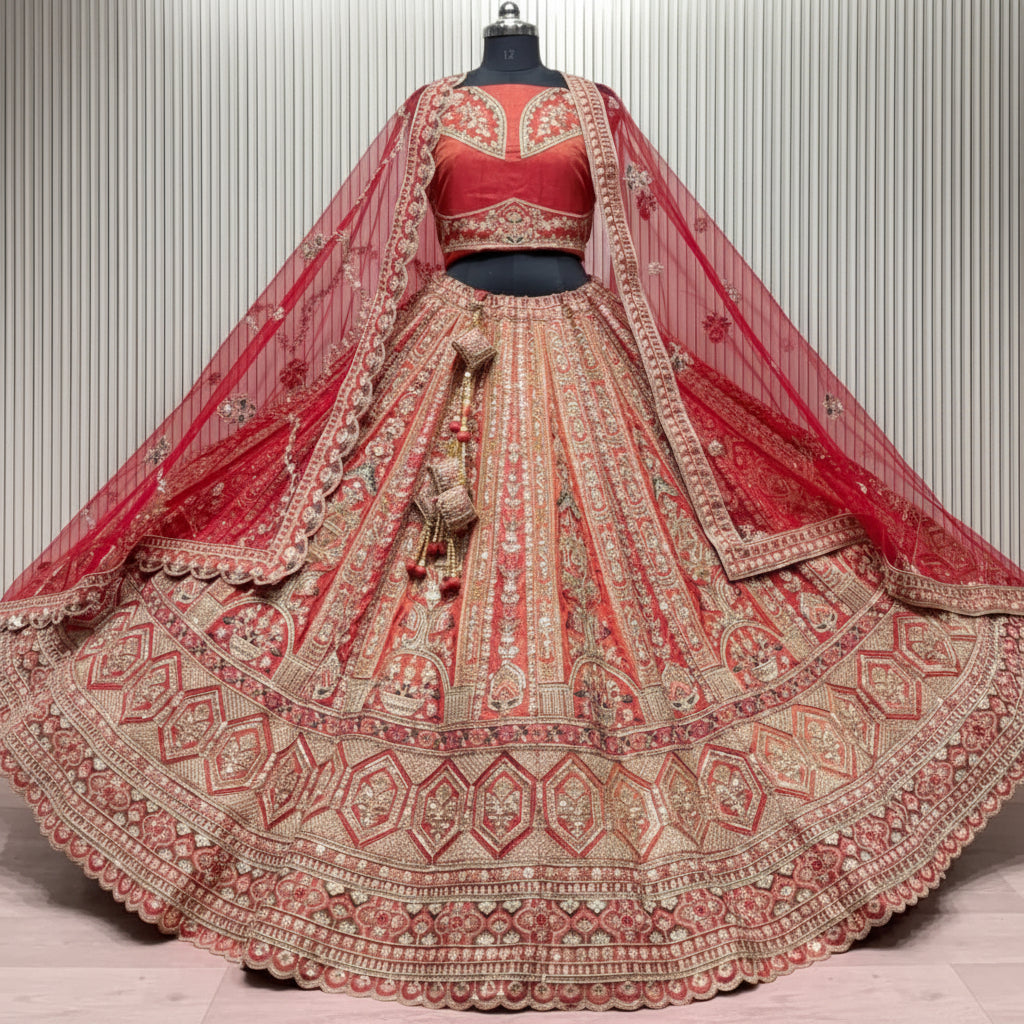 Latest Semi Stitched Bridal Lehenga Choli With Dupatta.