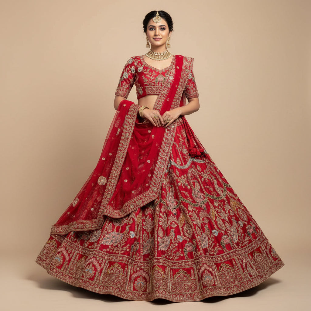 Latest Semi Stitched Bridal Lehenga Choli With Dupatta.
