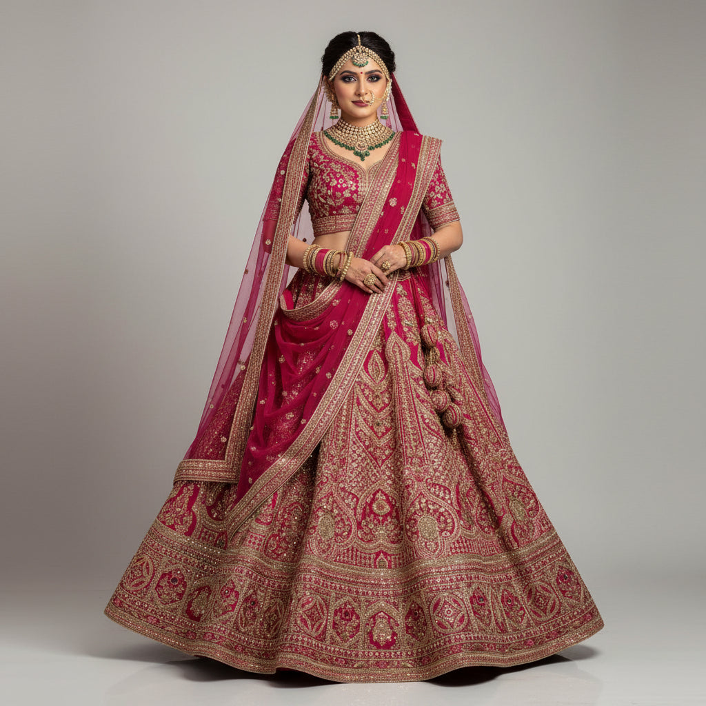 Latest Semi Stitched Bridal Lehenga Choli With Dupatta.