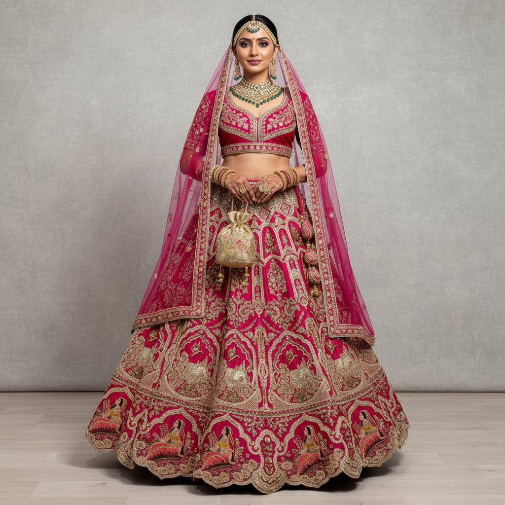 Latest Semi Stitched Bridal Lehenga Choli With Dupatta.