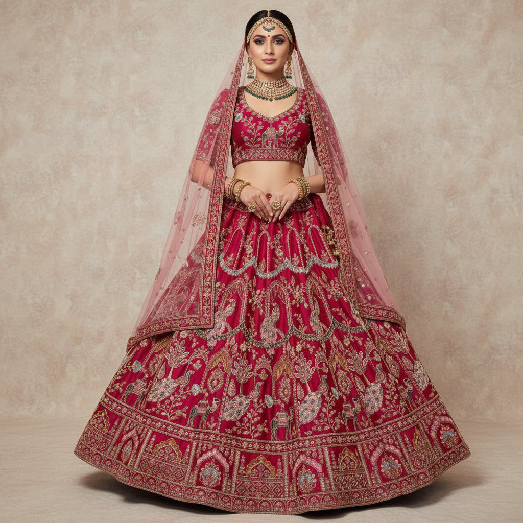 Latest Semi Stitched Bridal Lehenga Choli With Dupatta.