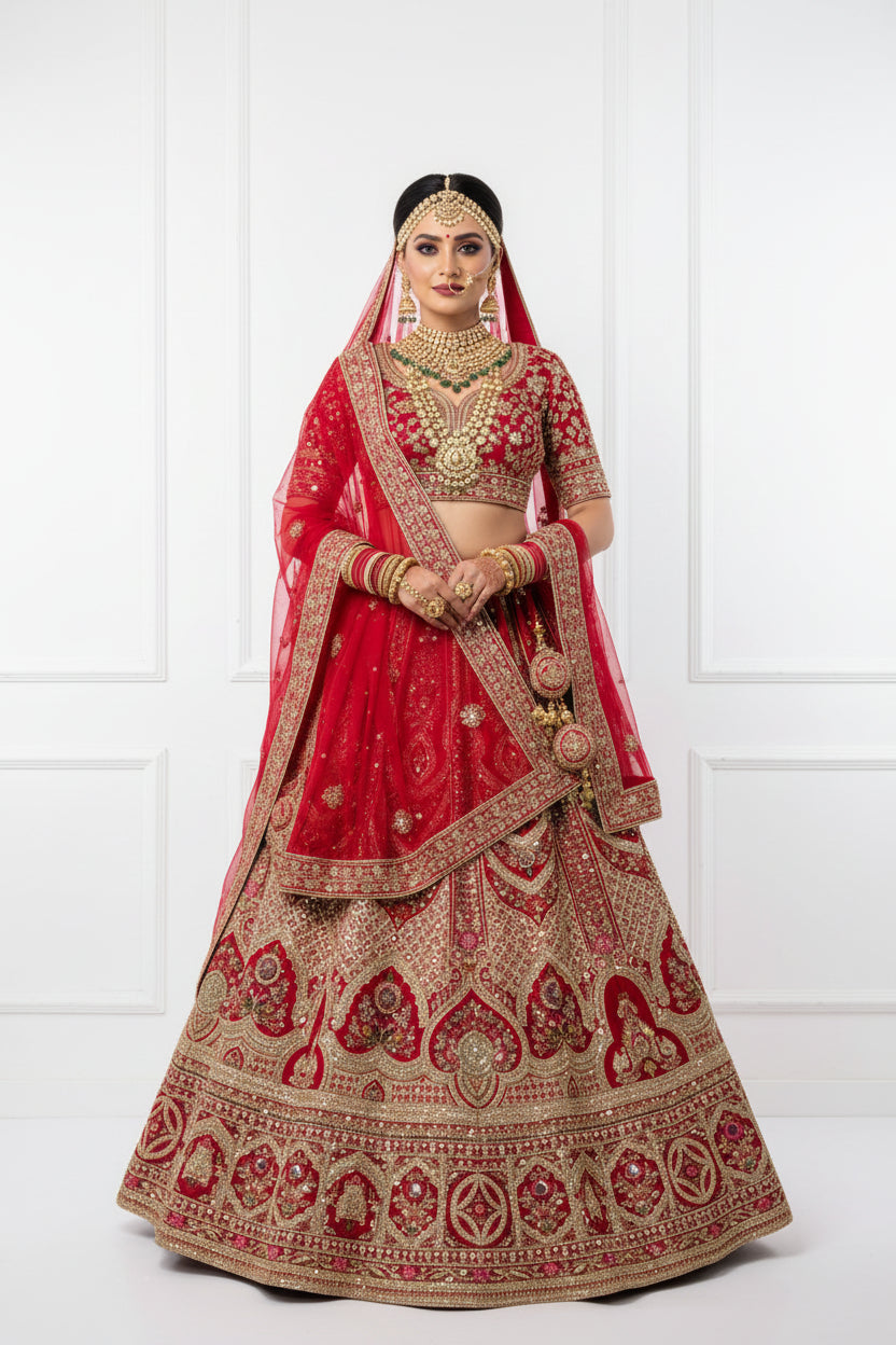 Latest Semi Stitched Bridal Lehenga Choli With Dupatta.