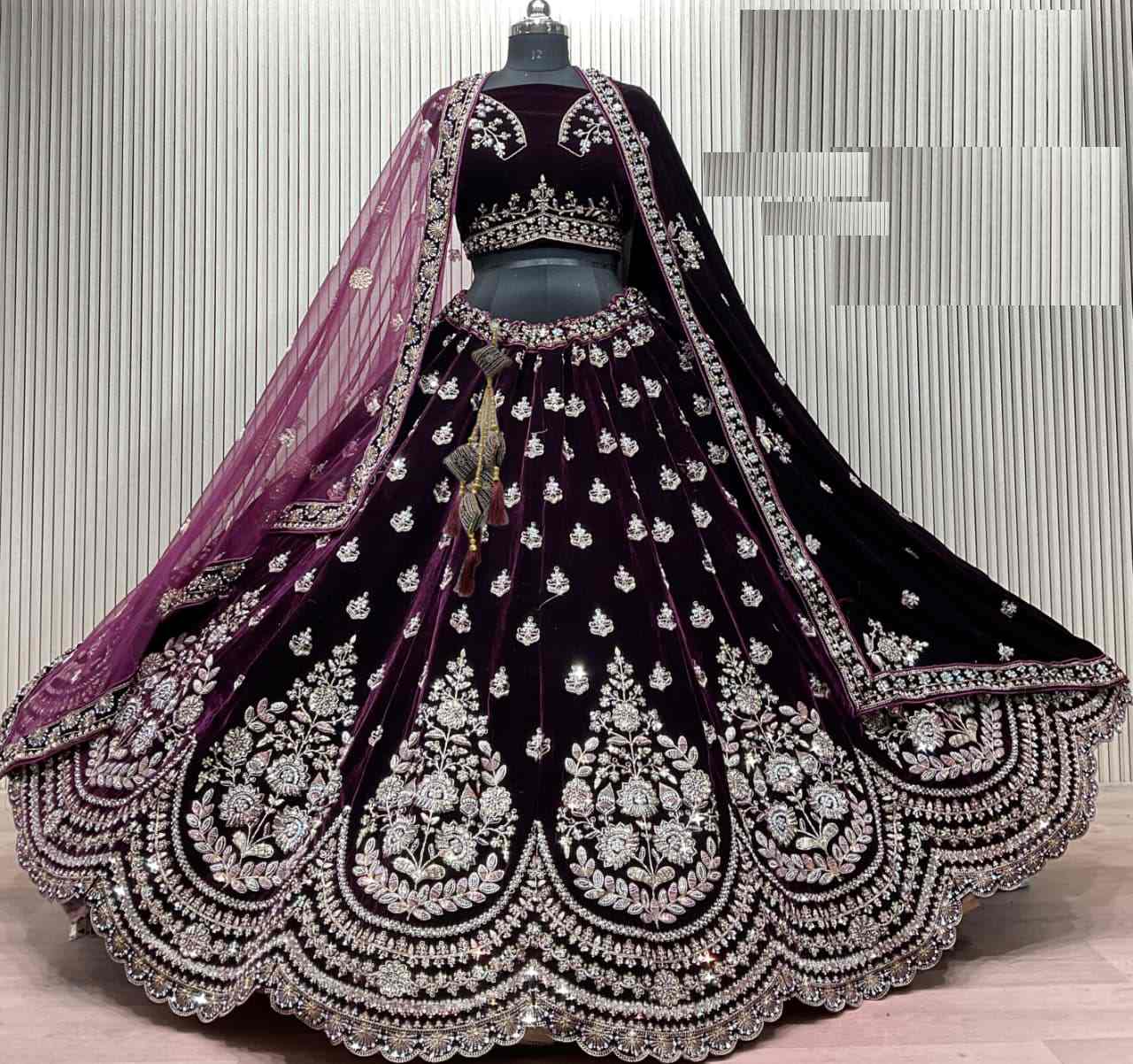 Latest Semi Stitched Velvet Lehenga Choli With Dupatta.