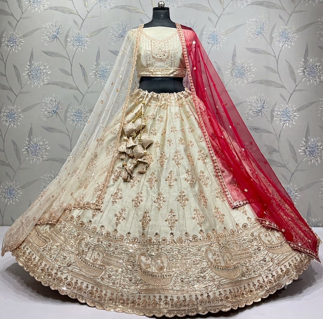Latest Semi Stitched Bridal Lehenga Choli With Dupatta.