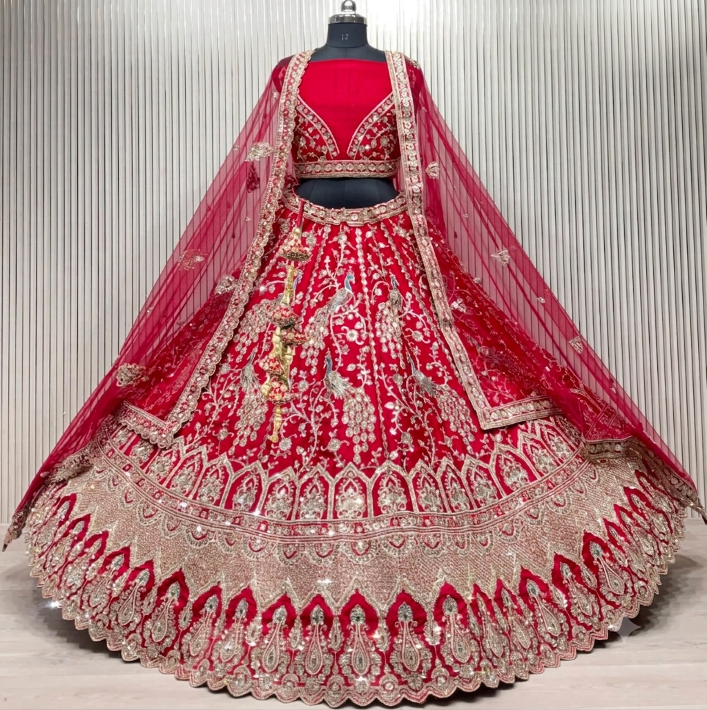Latest Semi Stitched Bridal Lehenga Choli With Dupatta.