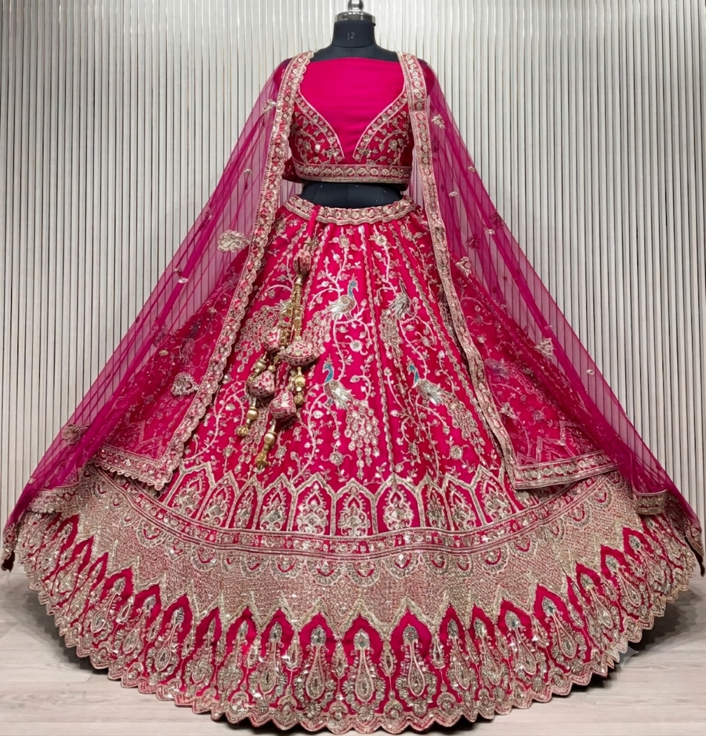 Latest Semi Stitched Bridal Lehenga Choli With Dupatta.