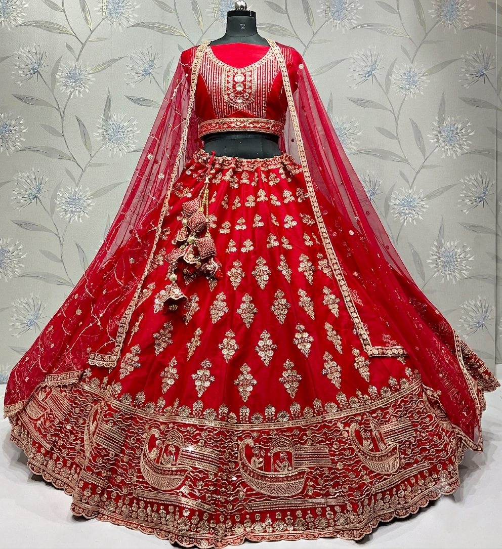 Latest Semi Stitched Bridal Lehenga Choli With Dupatta.