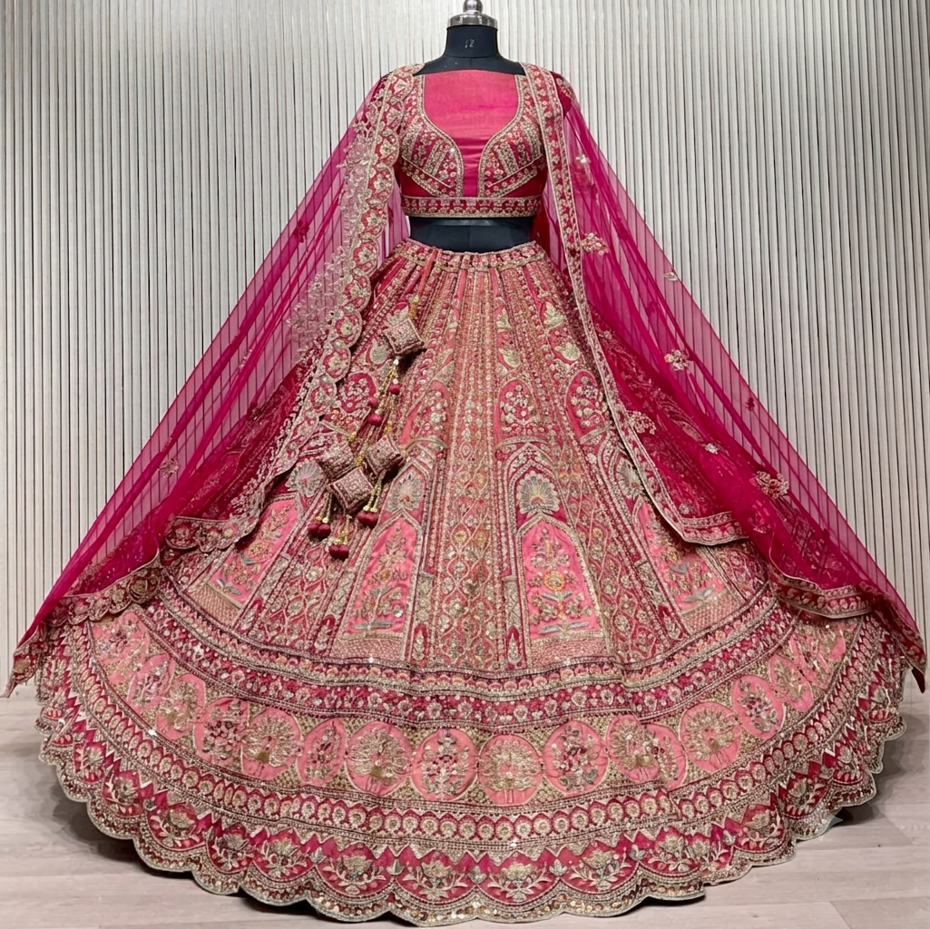 Latest Semi Stitched Bridal Lehenga Choli With Dupatta.