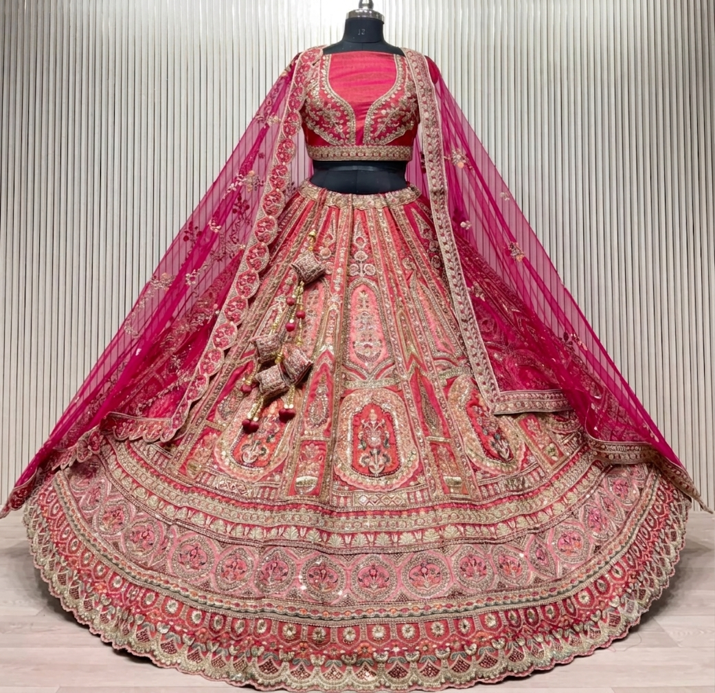 Latest Semi Stitched Bridal Lehenga Choli With Dupatta.
