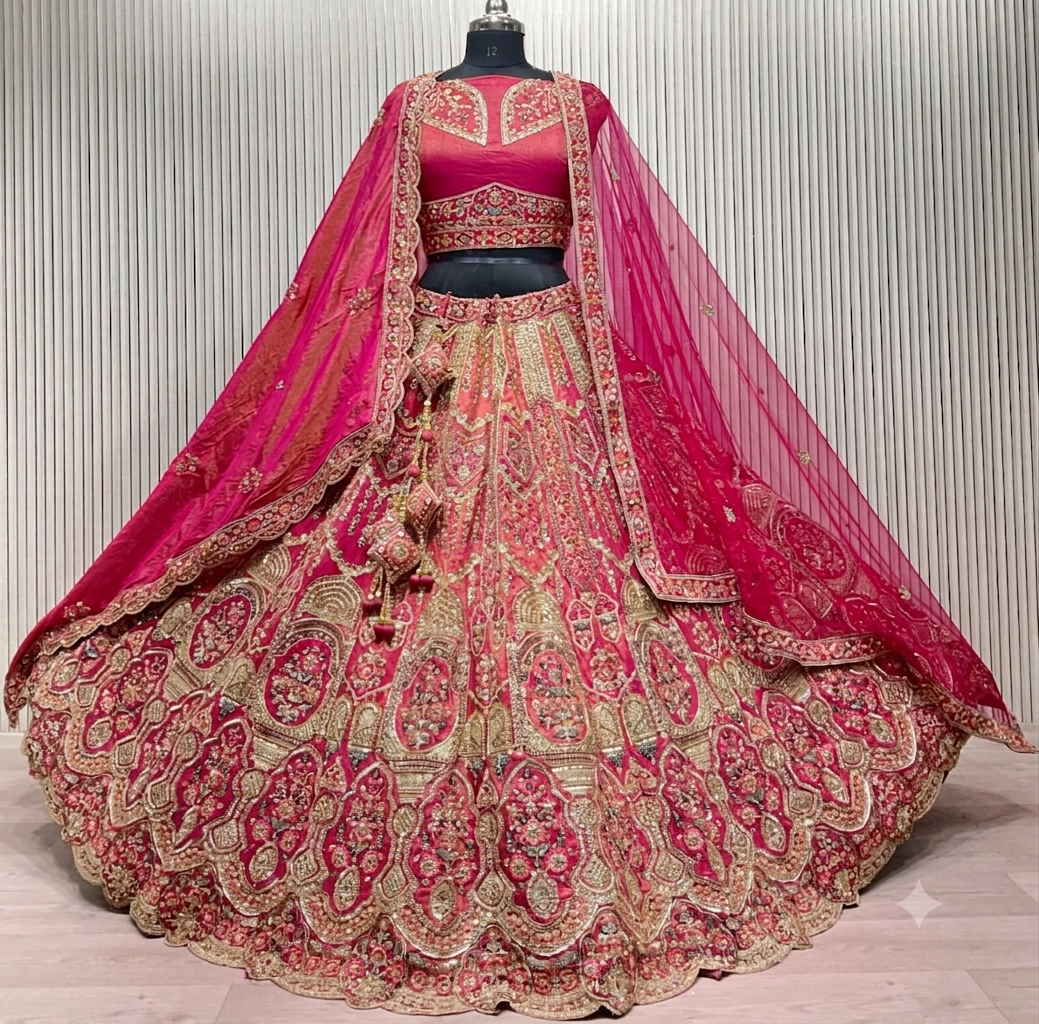 Latest Semi Stitched Bridal Lehenga Choli With Dupatta.