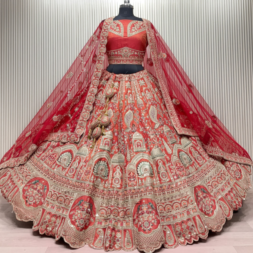 Latest Semi Stitched Bridal Lehenga Choli With Dupatta.