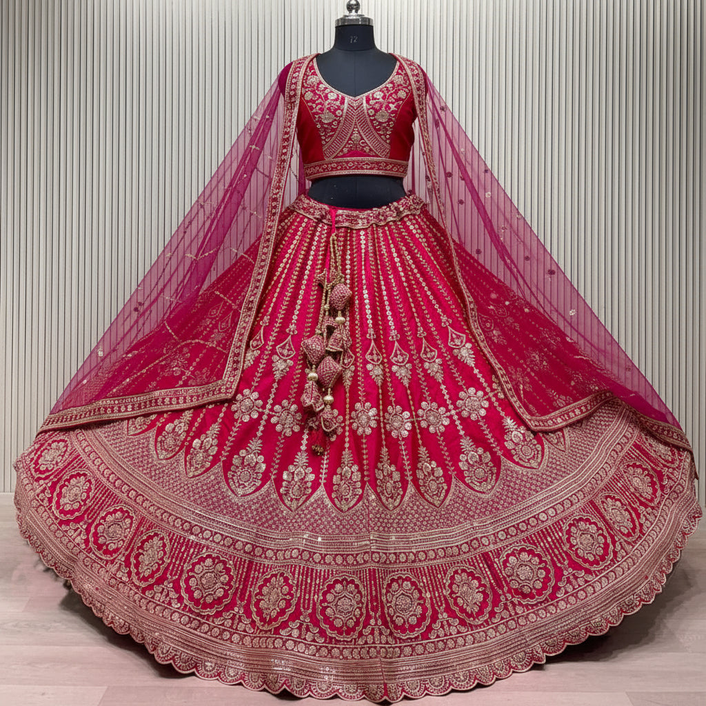 Latest Semi Stitched Bridal Lehenga Choli With Dupatta.