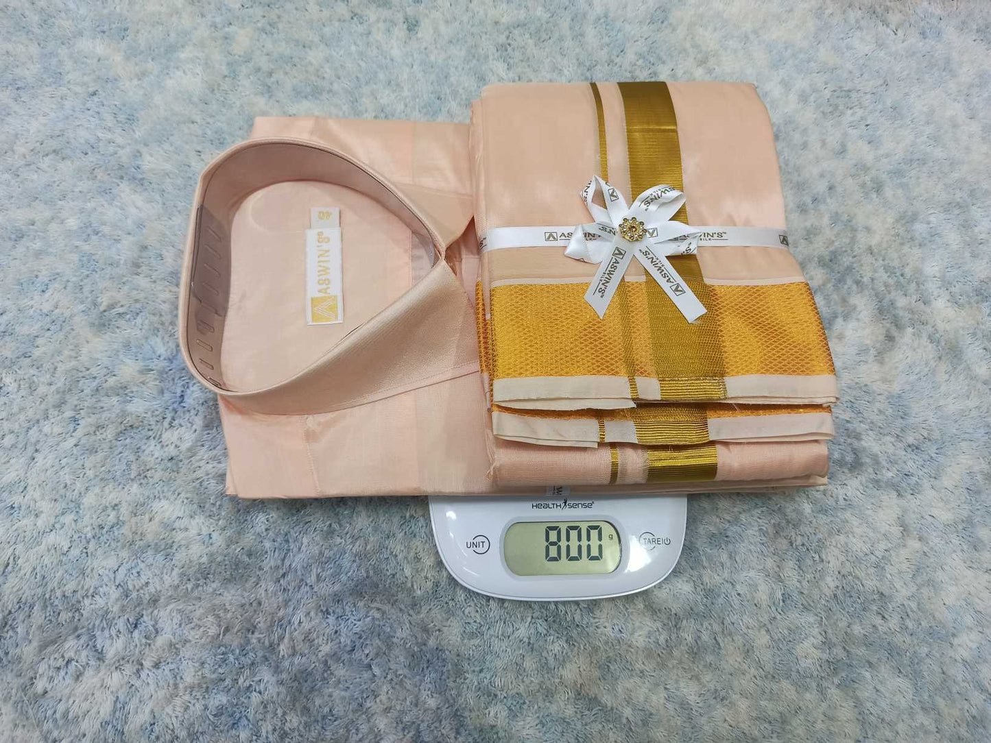 Art Silk Dothi Set - 3 In 1 ( Big Border)