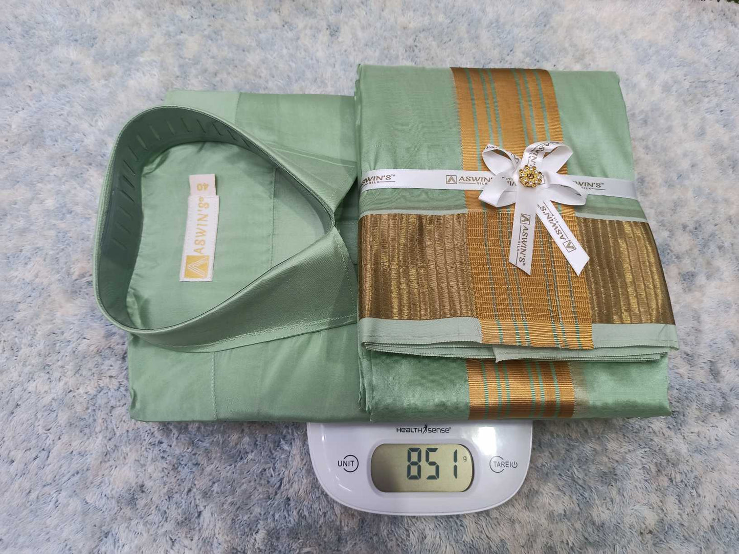 Art Silk Dothi Set - 3 In 1 ( BIg Border)