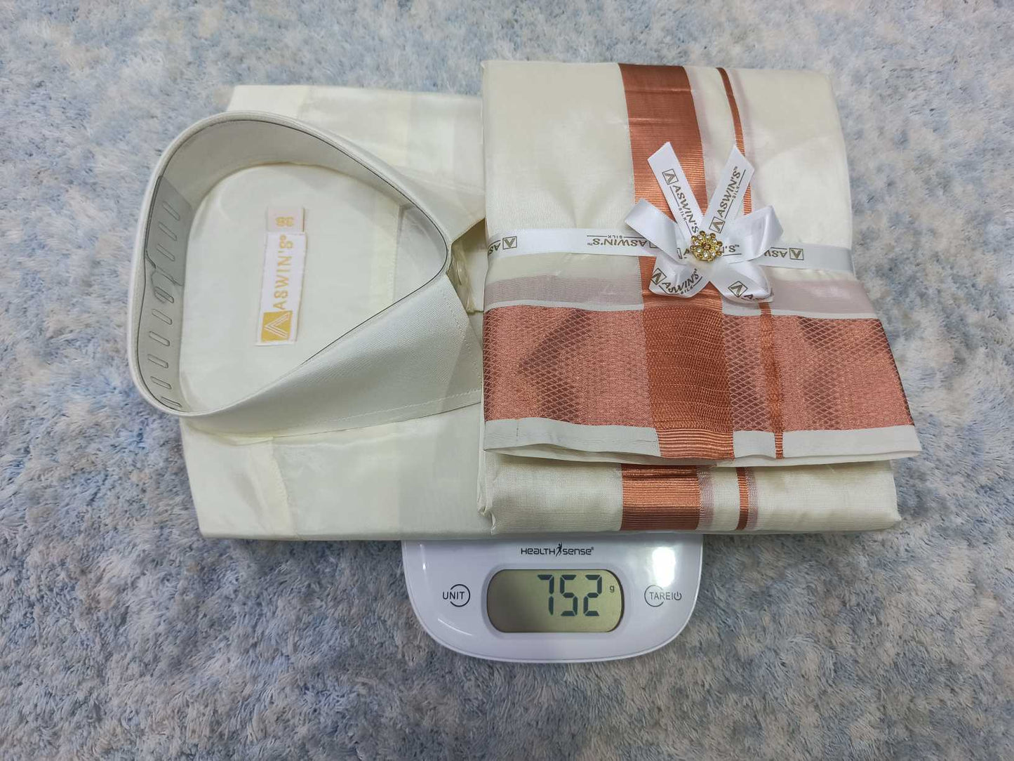 Art Silk Dothi Set - 3 In 1 ( Big Border)