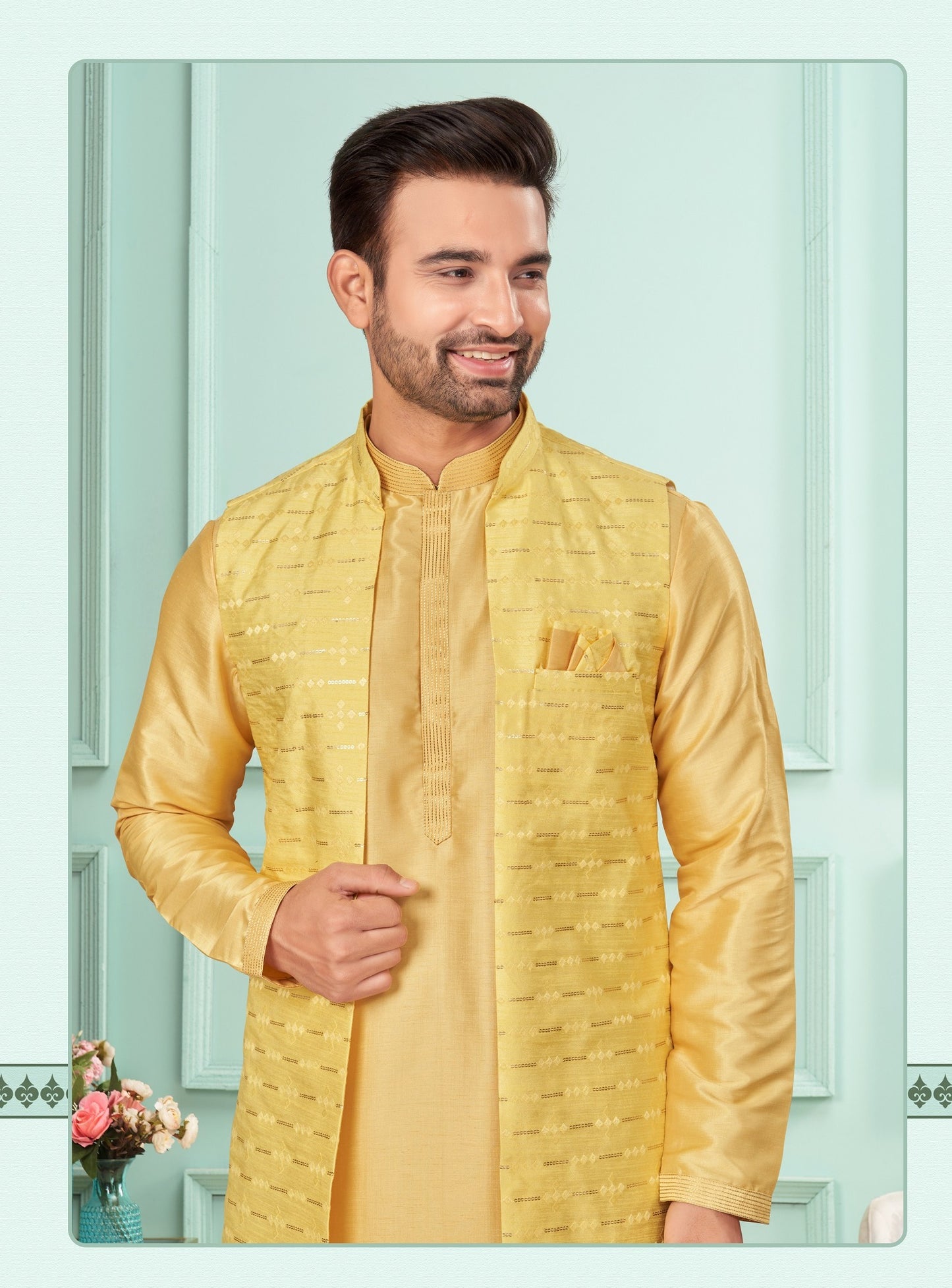 Traditional Kurta Pyjama With Jacket