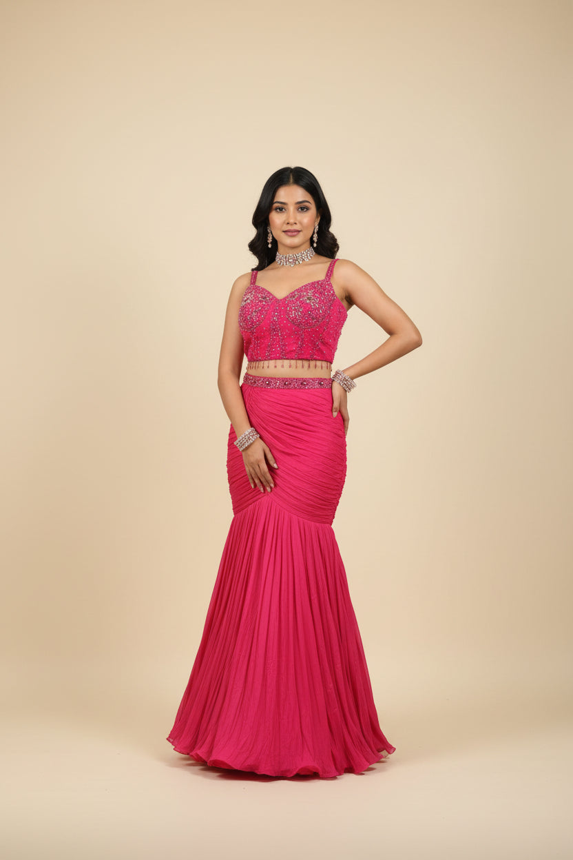 Party Wear Ready To Wear Fish Cut Lehenga