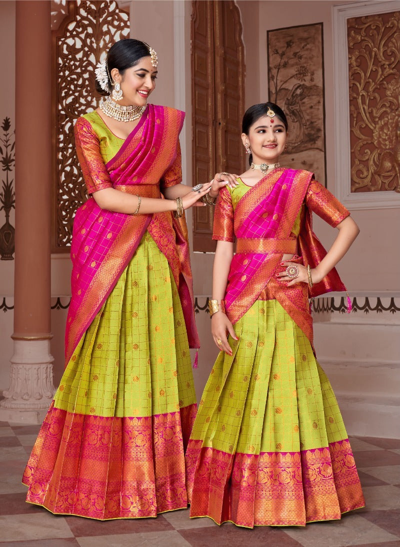ReadyMade Art Silk Lehenga With Silk Duppatta Mother and