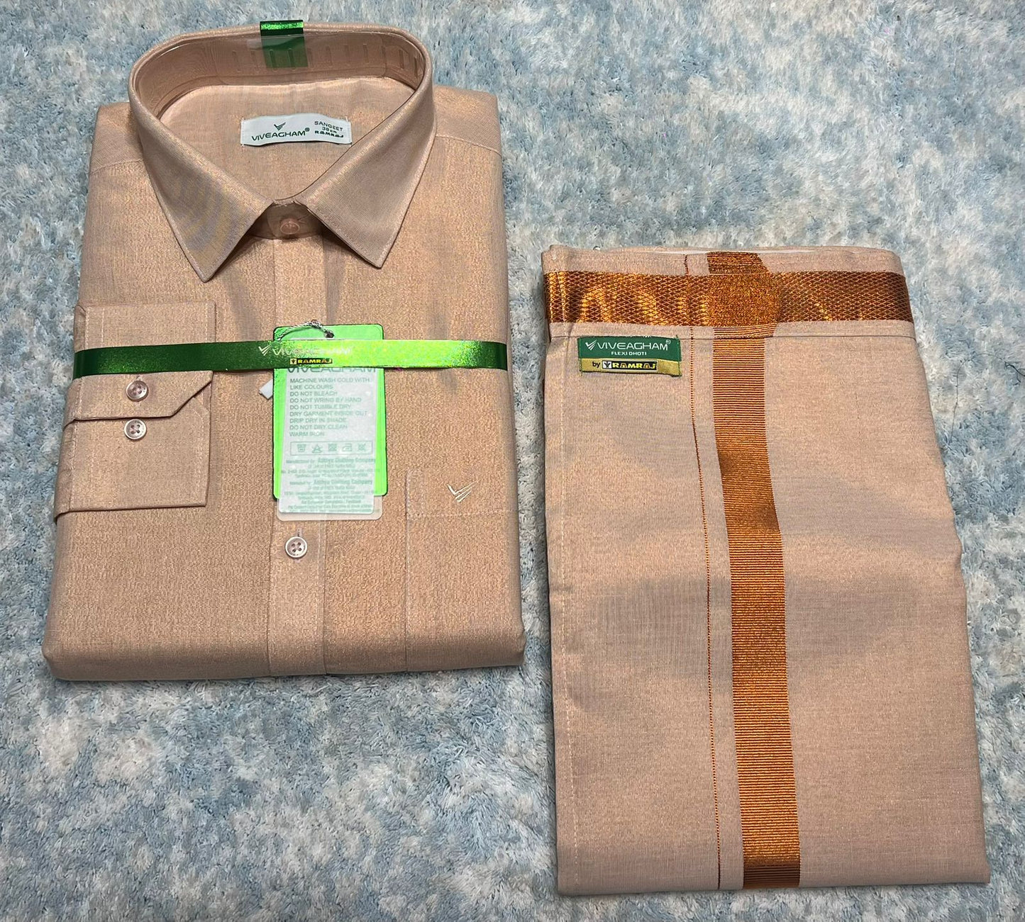 Tissue Cotton Dothi Set - Shirt,Dothi 2 In 1 Set