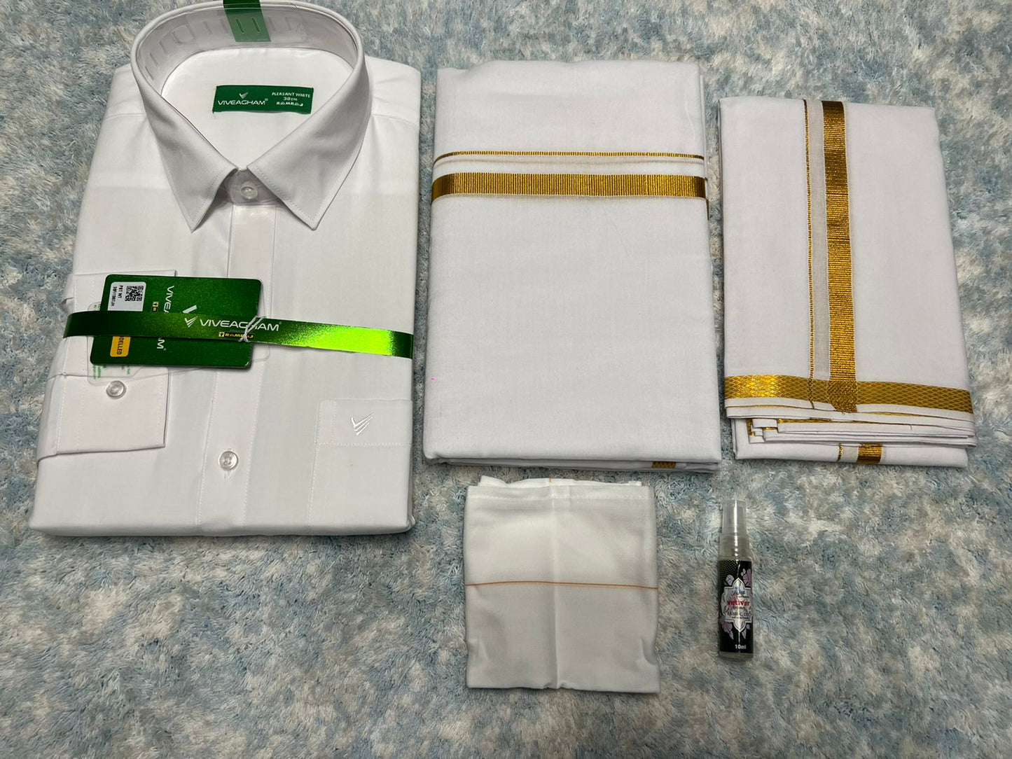 Pure Cotton Dothi Set - Shirt,Dothi,Kerchief & Belt- 3 In 1 Set