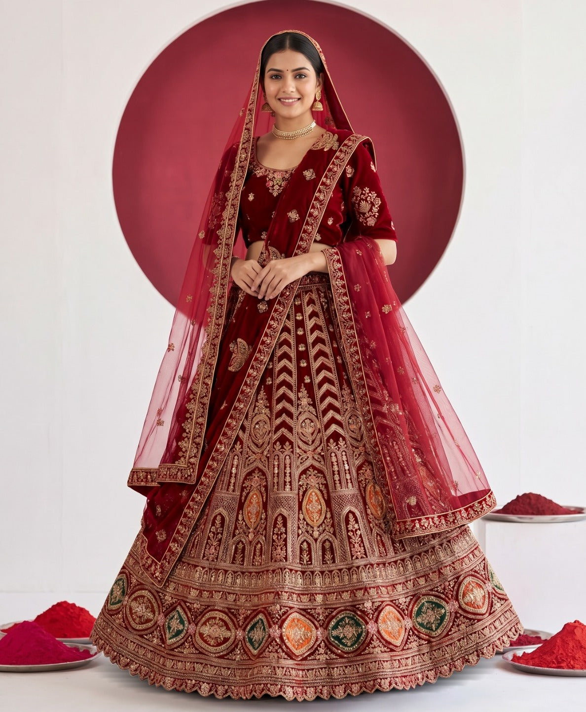 Latest Semi Stitched Velvet Lehenga Choli With Dupatta.