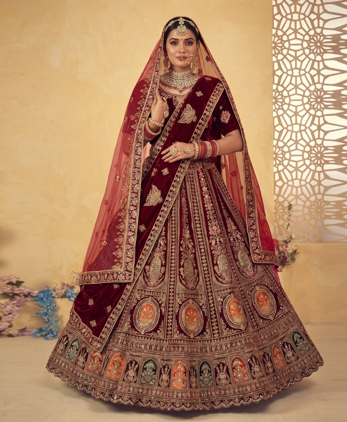 Latest Semi Stitched Velvet Lehenga Choli With Dupatta.