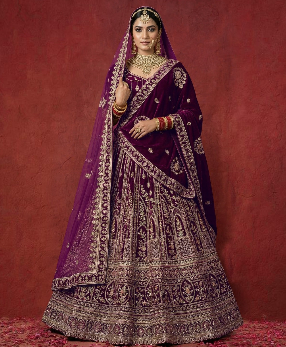 Latest Semi Stitched Velvet Lehenga Choli With Dupatta.