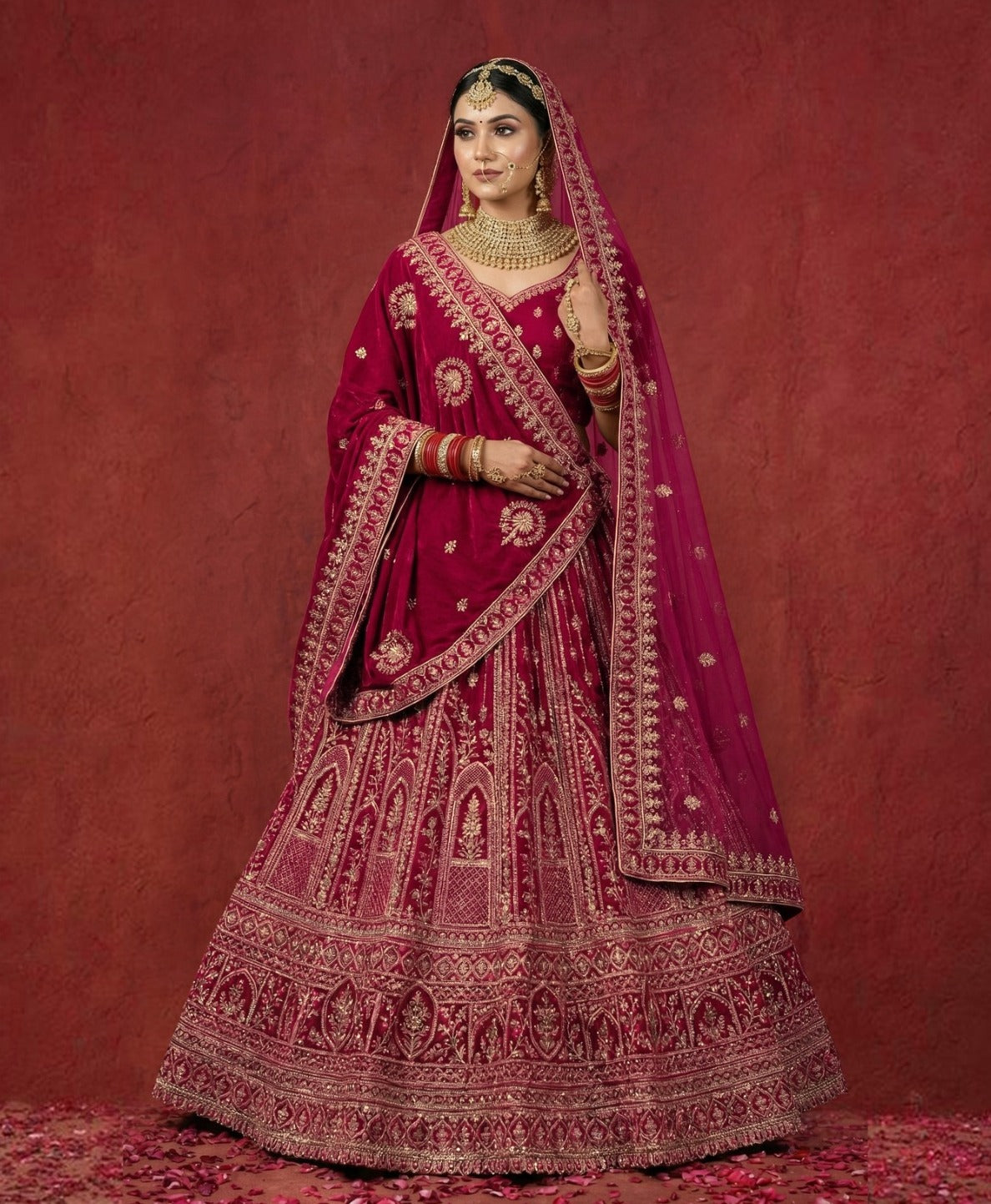 Latest Semi Stitched Velvet Lehenga Choli With Dupatta.