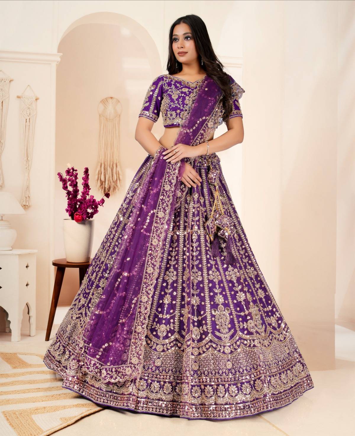 Latest Semi Stitched Netted Lehenga Choli With Dupatta.