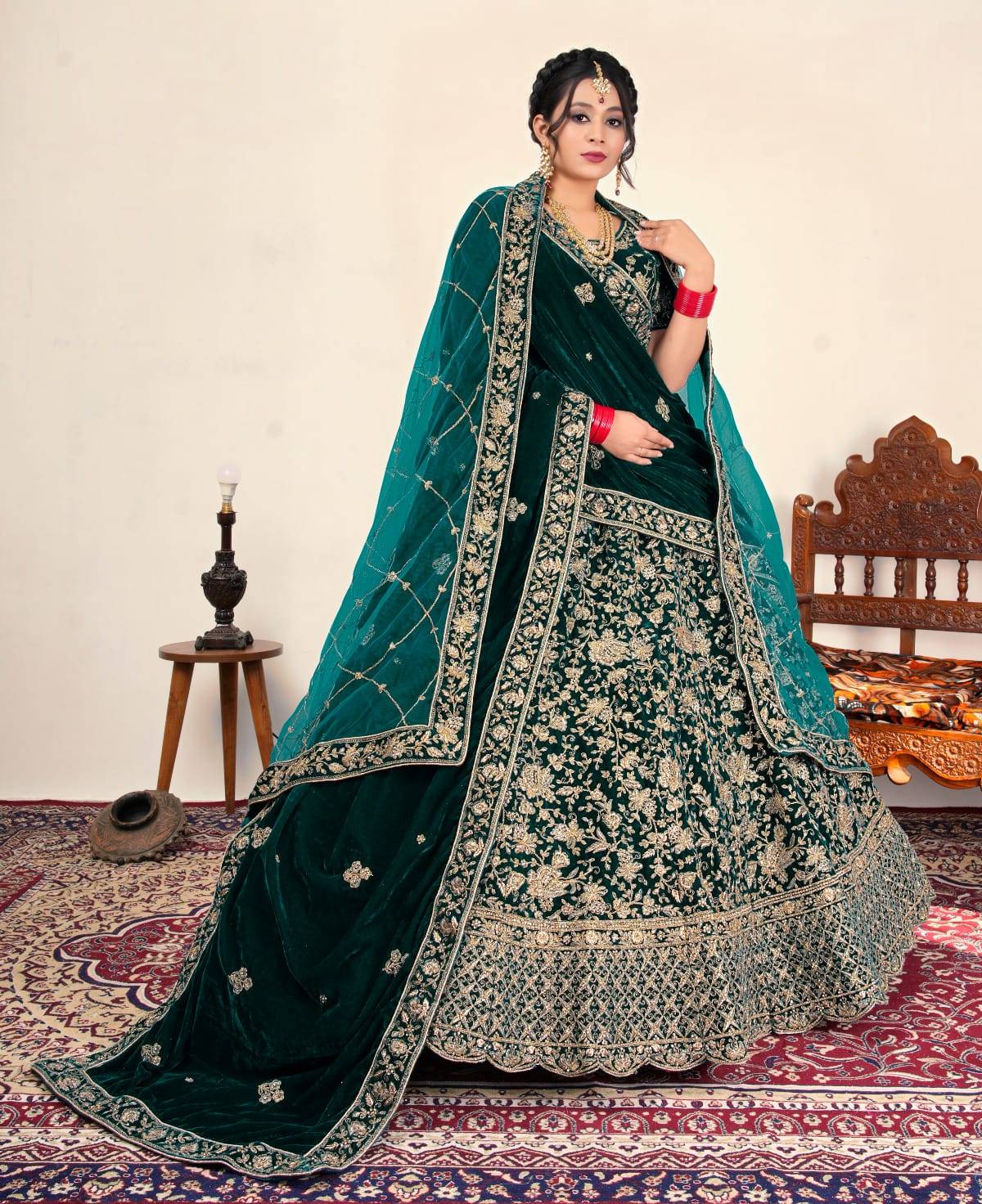 Latest Semi Stitched Velvet Lehenga Choli With Dupatta.