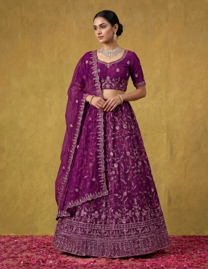 Latest Netted Semi Stitched Lehenga Choli With Dupatta