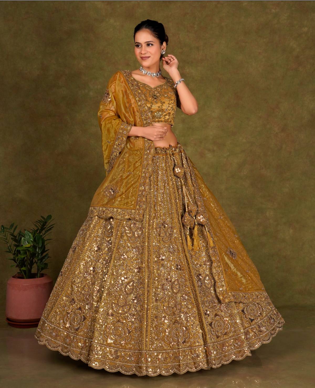 Latest Semi Stitched Netted Lehenga Choli With Dupatta.
