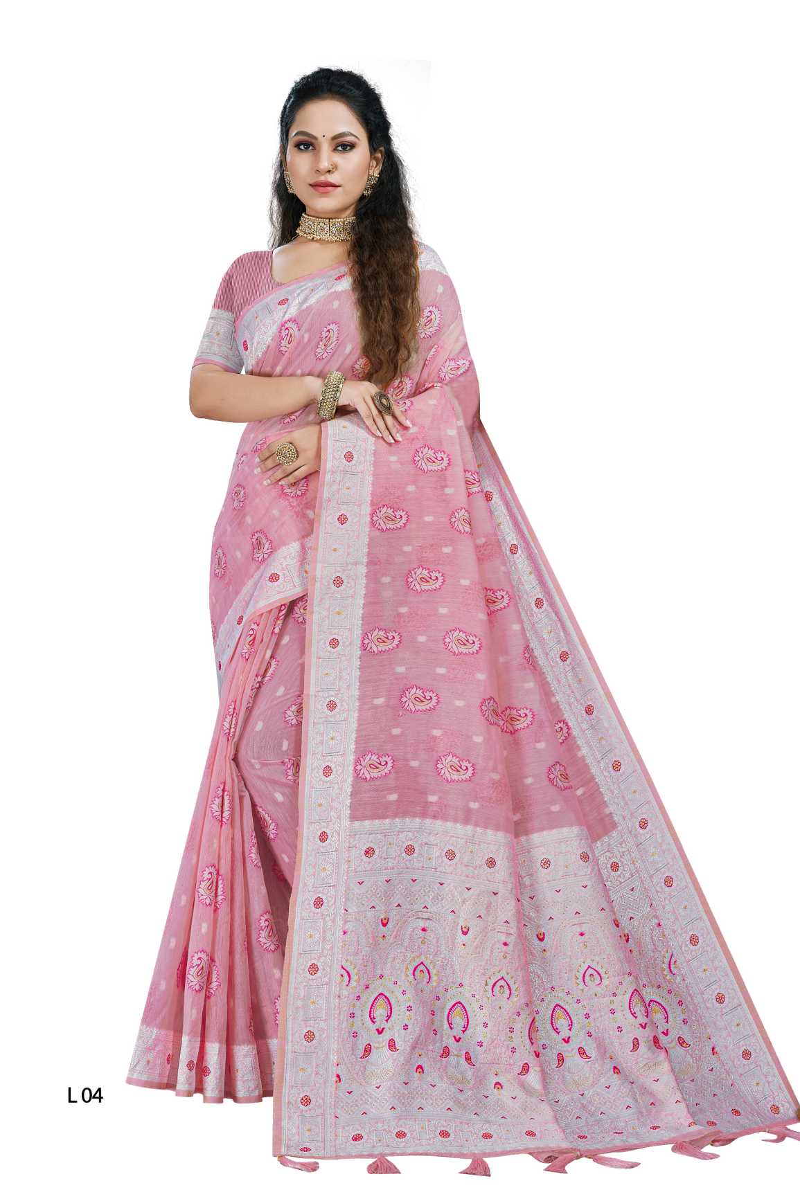 LATEST COTTON SILK SAREE WITH MEENA WORK