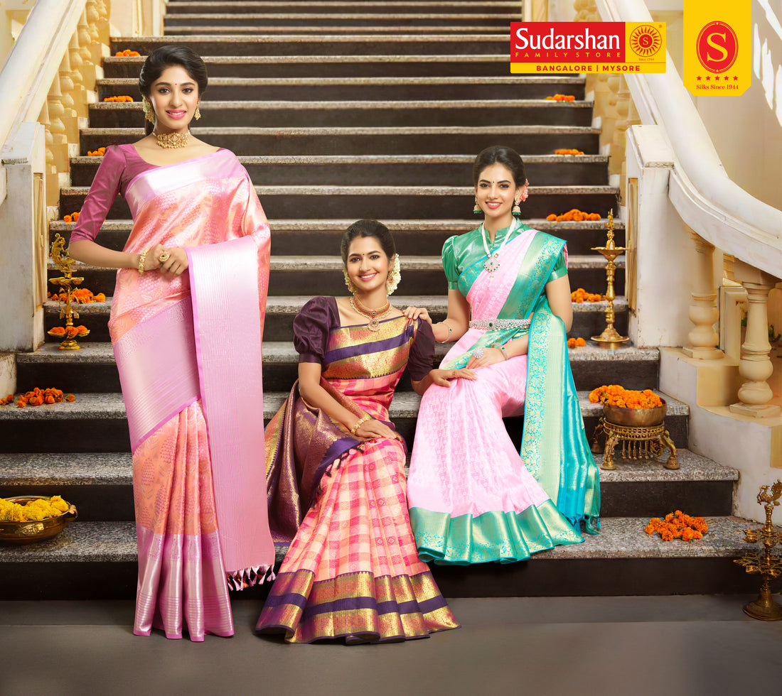 Sudarshan Stores's Exquisite Wedding Silk Sarees.