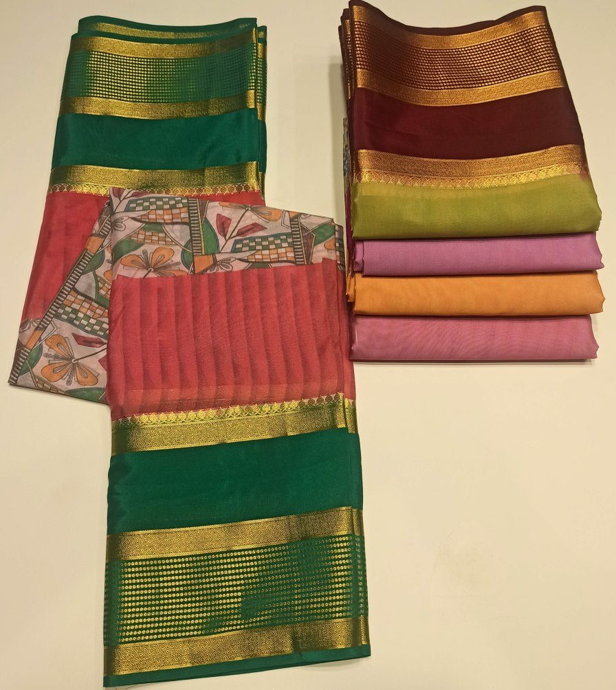 Artificial / Mix Crape Sarees ( Semi Crape )