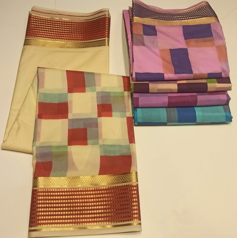 Artificial / Mix Crape Sarees ( Semi Crape )