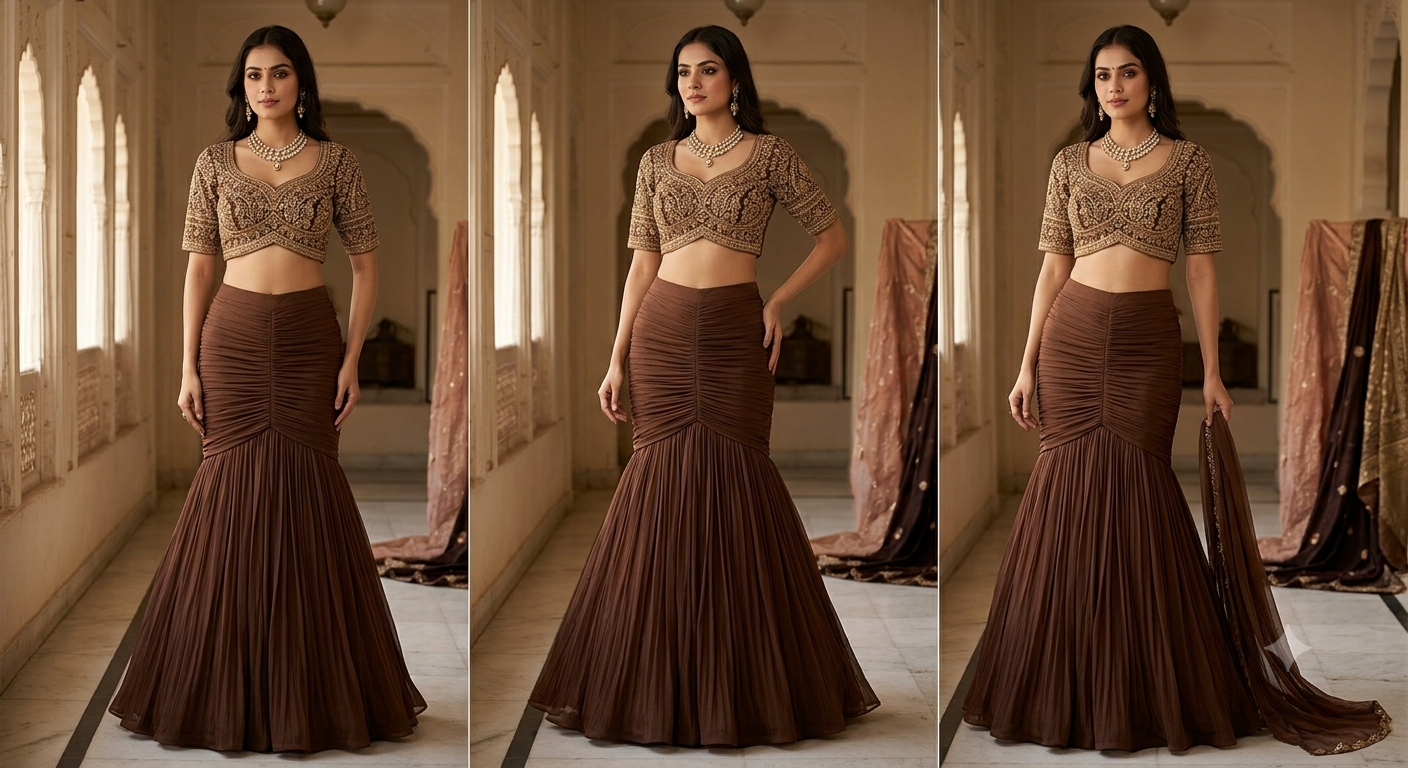 Party Wear Ready To Wear  Fish Cut Lehenga