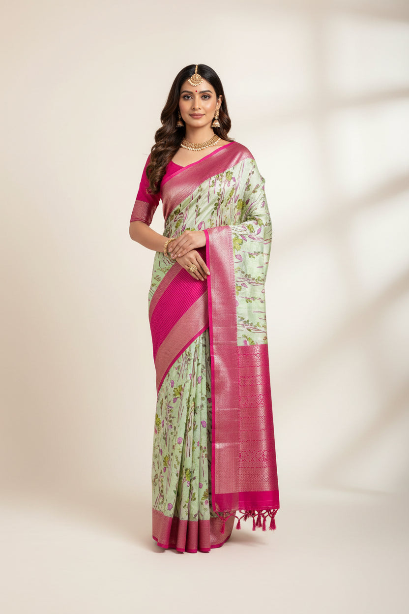 Pure Linen Silk Saree.
