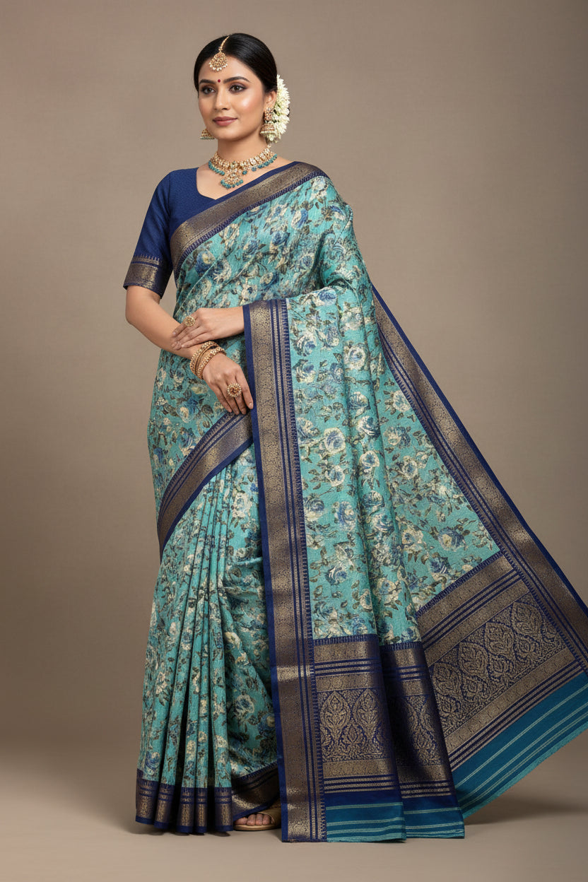 Pure Linen Silk Saree.