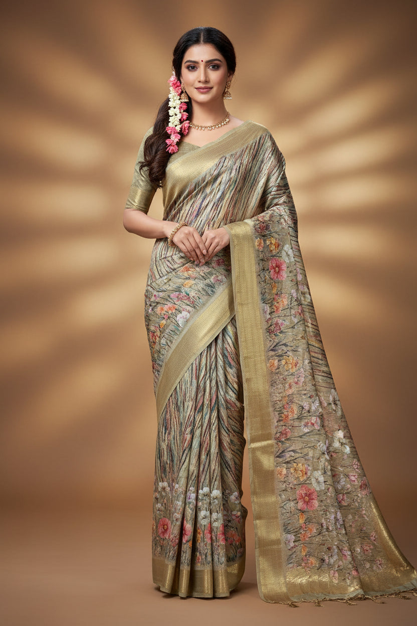 Pure Linen Silk Saree.