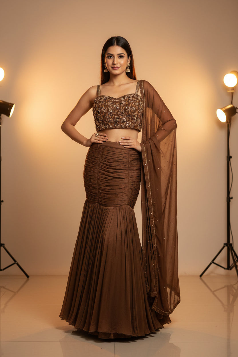 Party Wear Ready To Wear  Fish Cut Lehenga