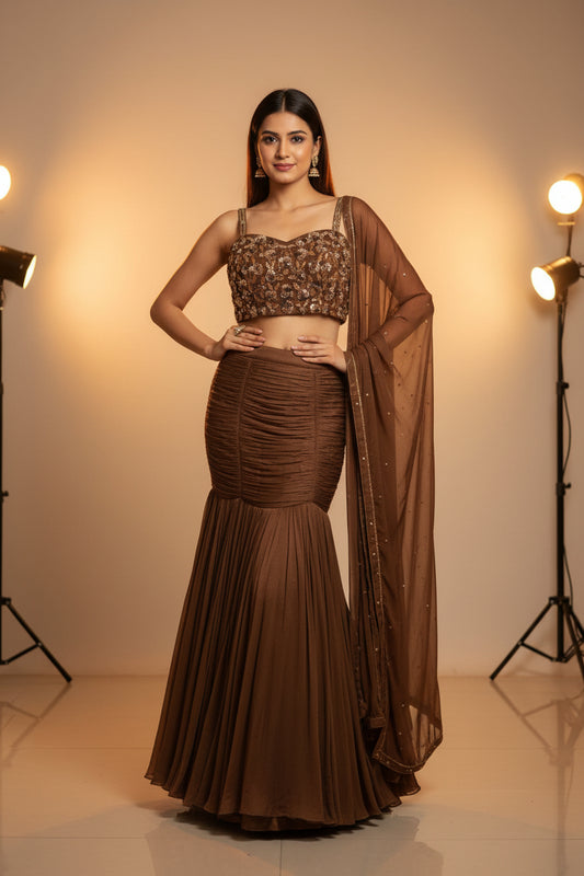 Party Wear Ready To Wear  Fish Cut Lehenga