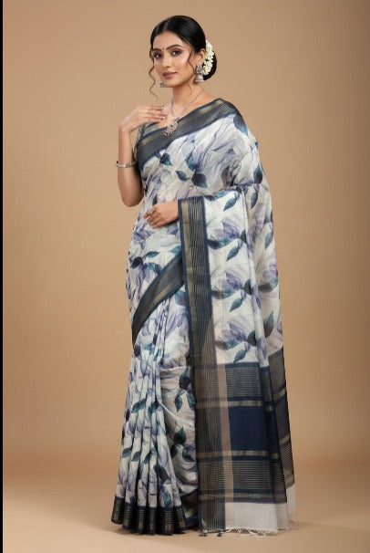 Pure Linen Silk Saree.